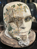 Handgemaakt Venetiaans mannenmasker met zeemeermin tattoo |Kunstwarenuis Jet