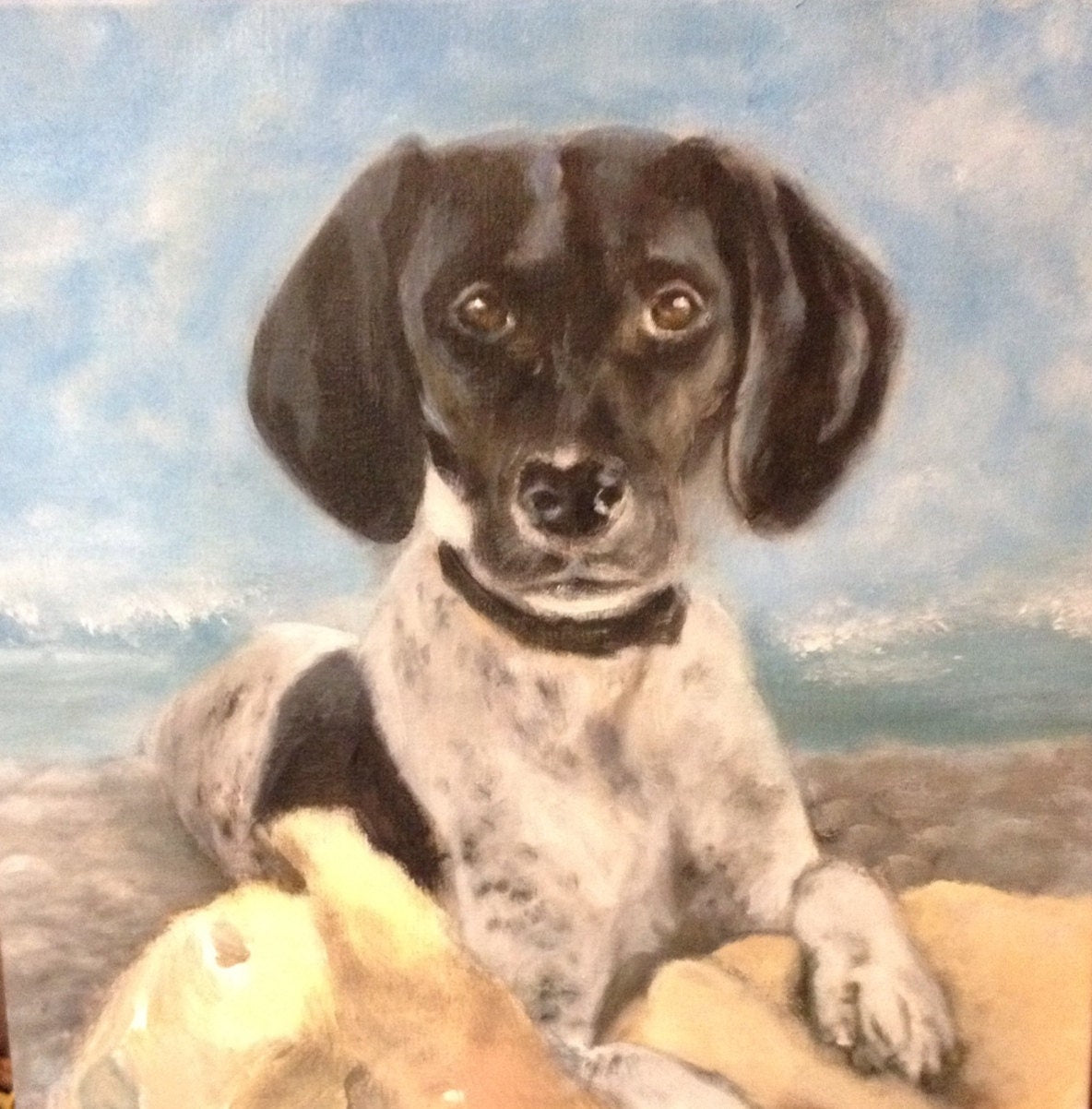 Hand painted animal portrait of dog, acrylic painting Pet Portraits on canvas, acrylic portrait dog, acrylic wall art keepsake,