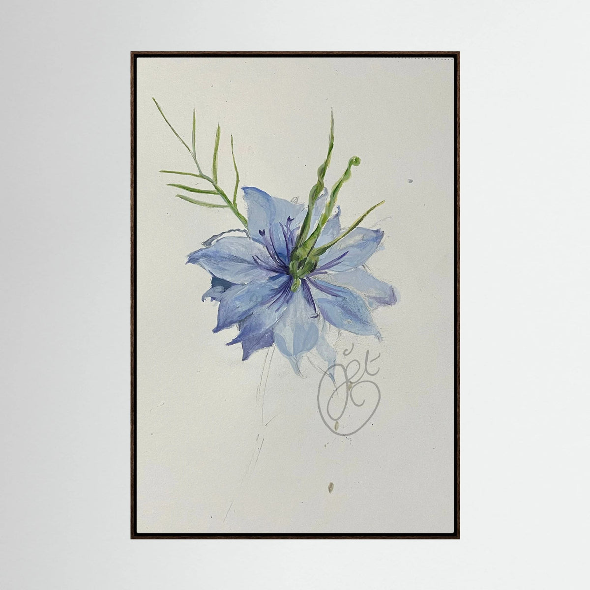 Flower Love- in-a-Mist on printed art canvas 