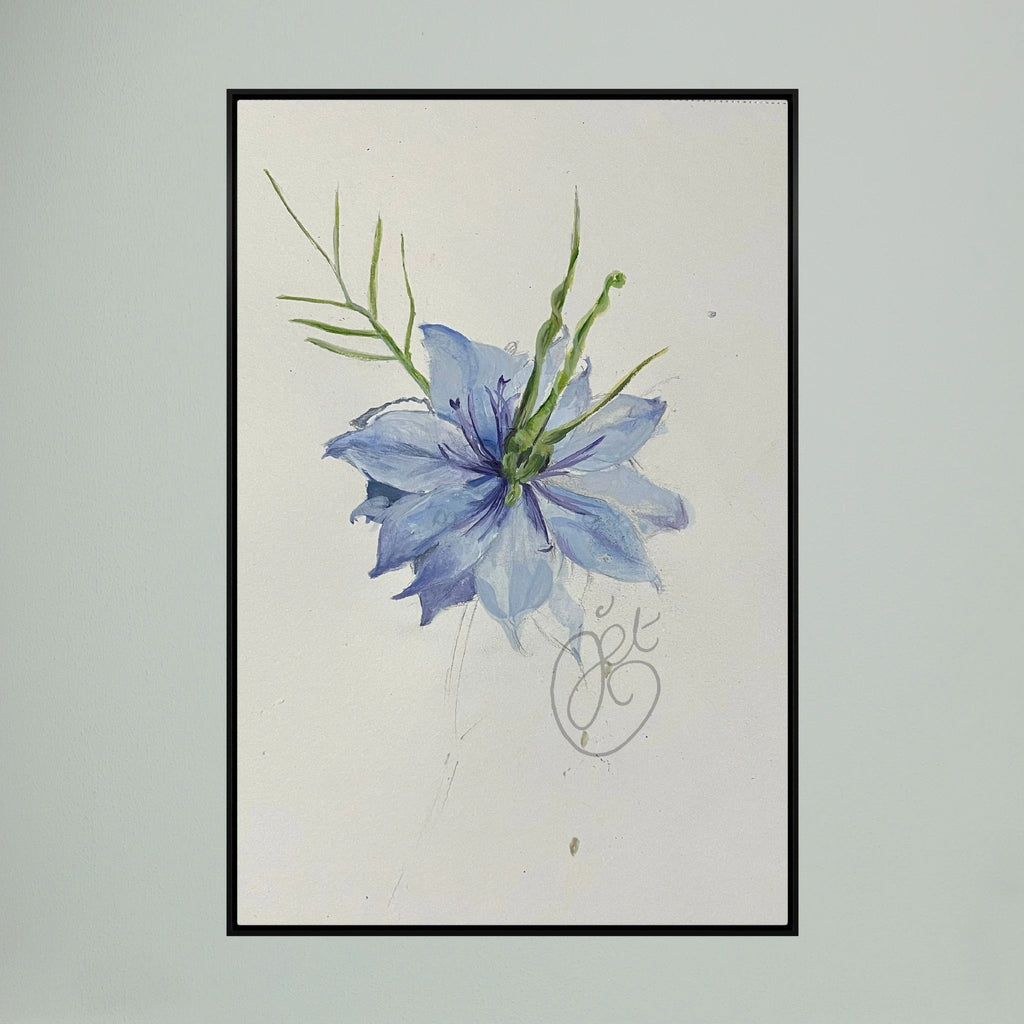 Flower Love- in-a-Mist on printed art canvas 