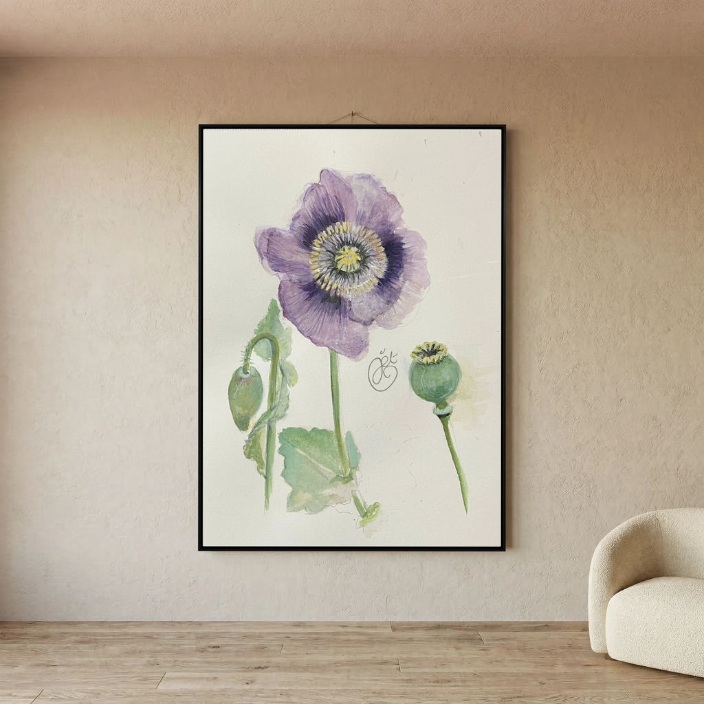 Botanische Papaver on Printed Art Canvas 
