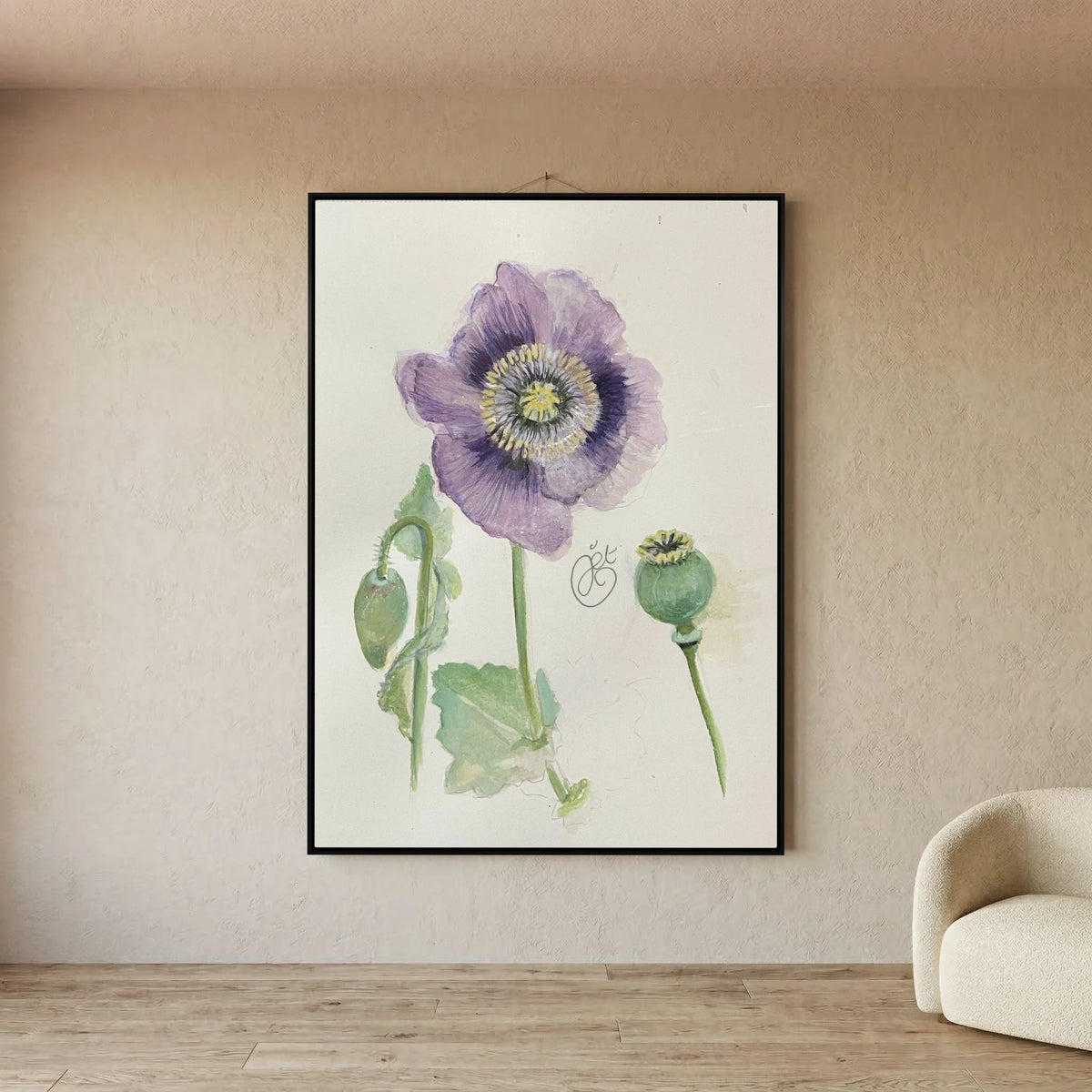 Botanische Papaver on Printed Art Canvas 
