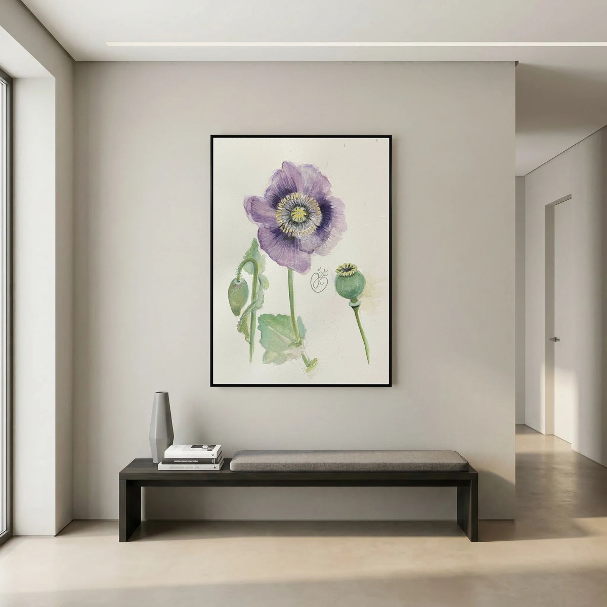 Botanische Papaver on Printed Art Canvas 