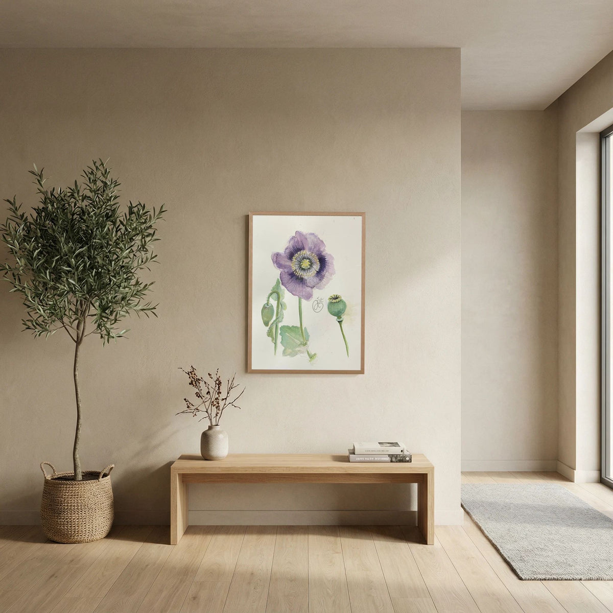 Botanische Papaver print on high quality art paper