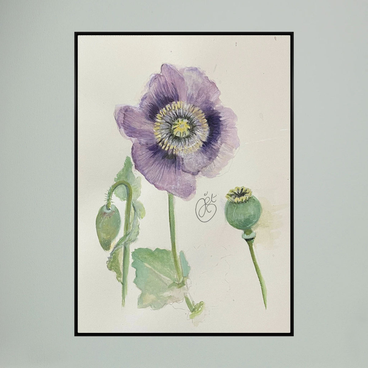 Botanische Papaver on Printed Art Canvas 