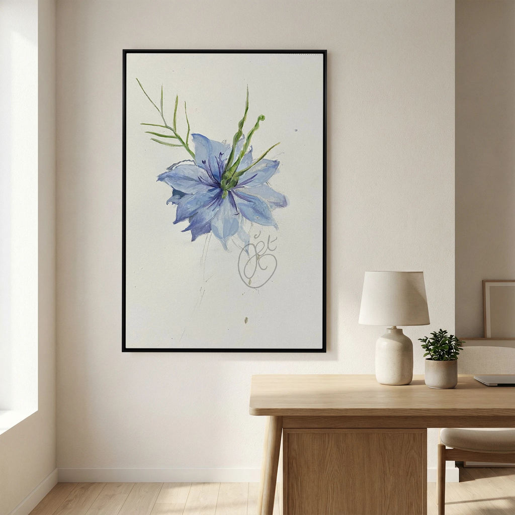Flower Love- in-a-Mist on printed art canvas 