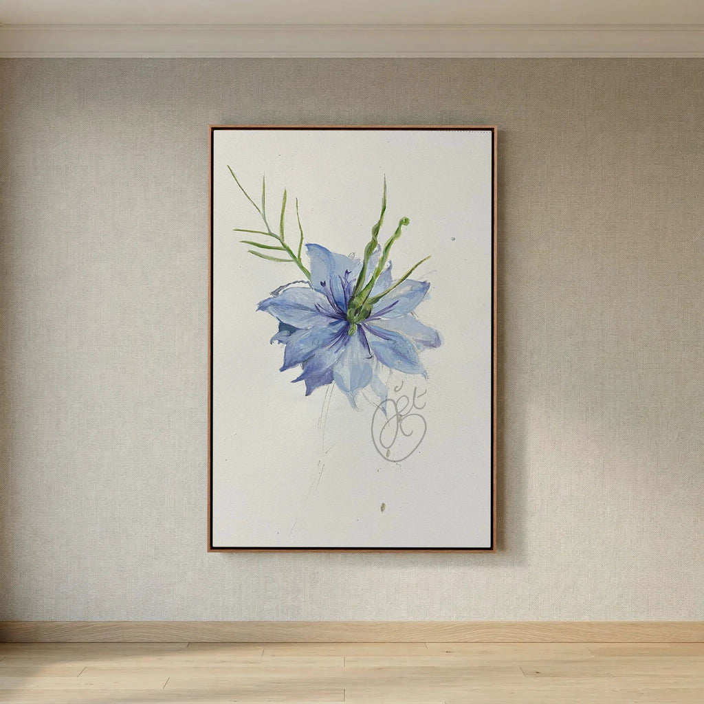 Flower Love- in-a-Mist on printed art canvas 