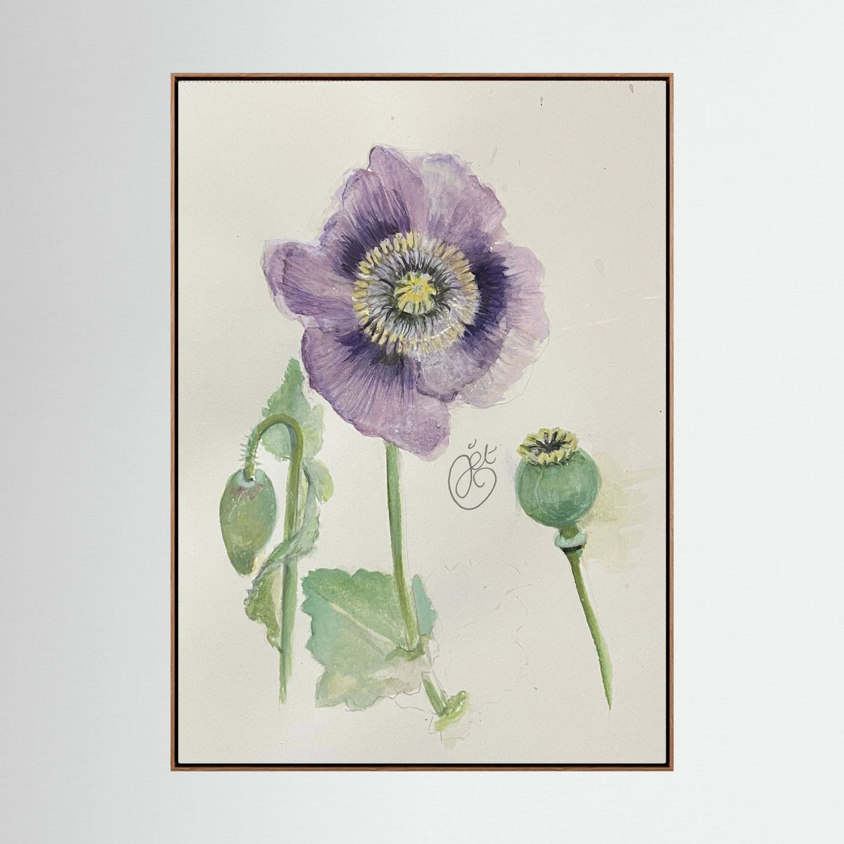 Botanische Papaver on Printed Art Canvas 