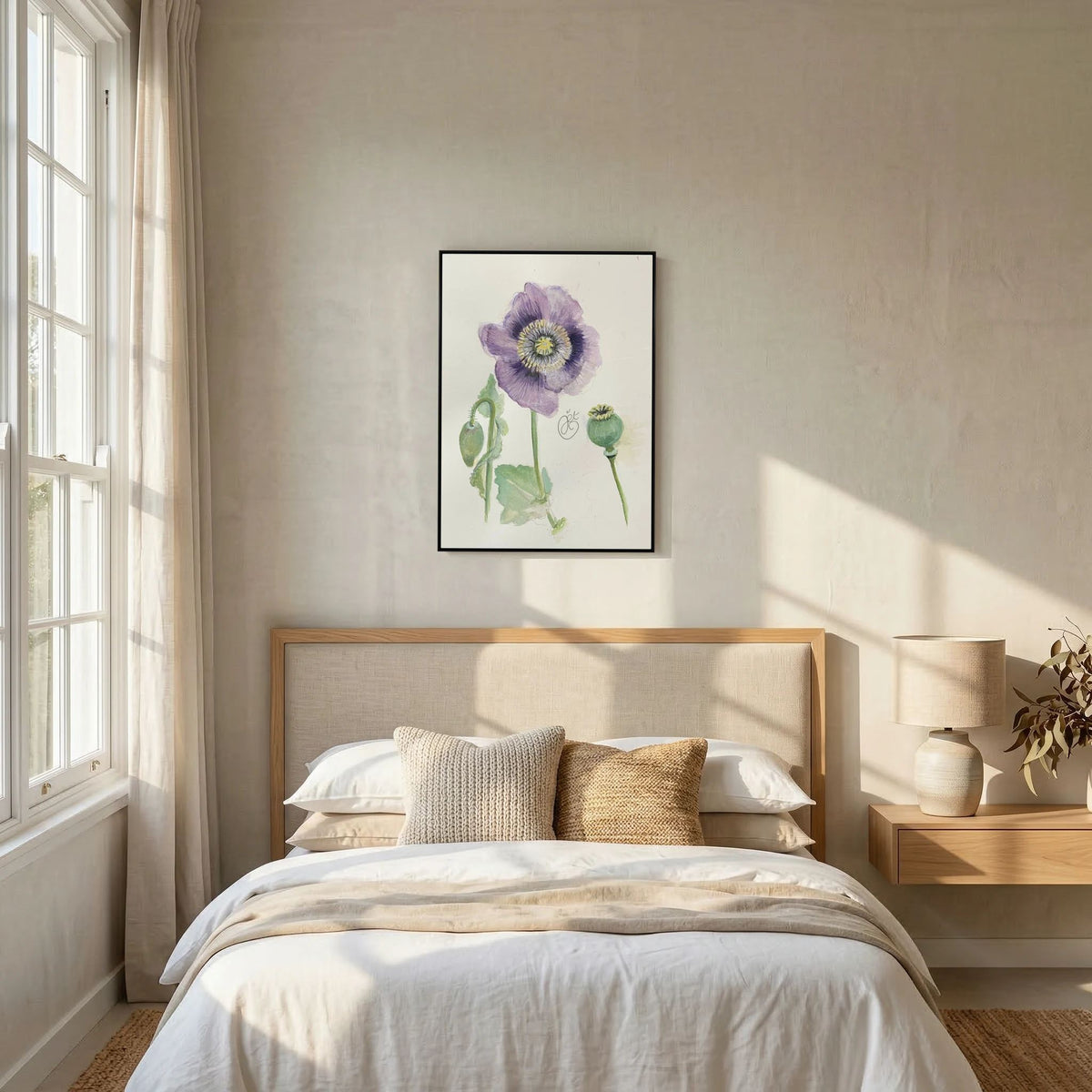 Botanische Papaver on Printed Art Canvas 