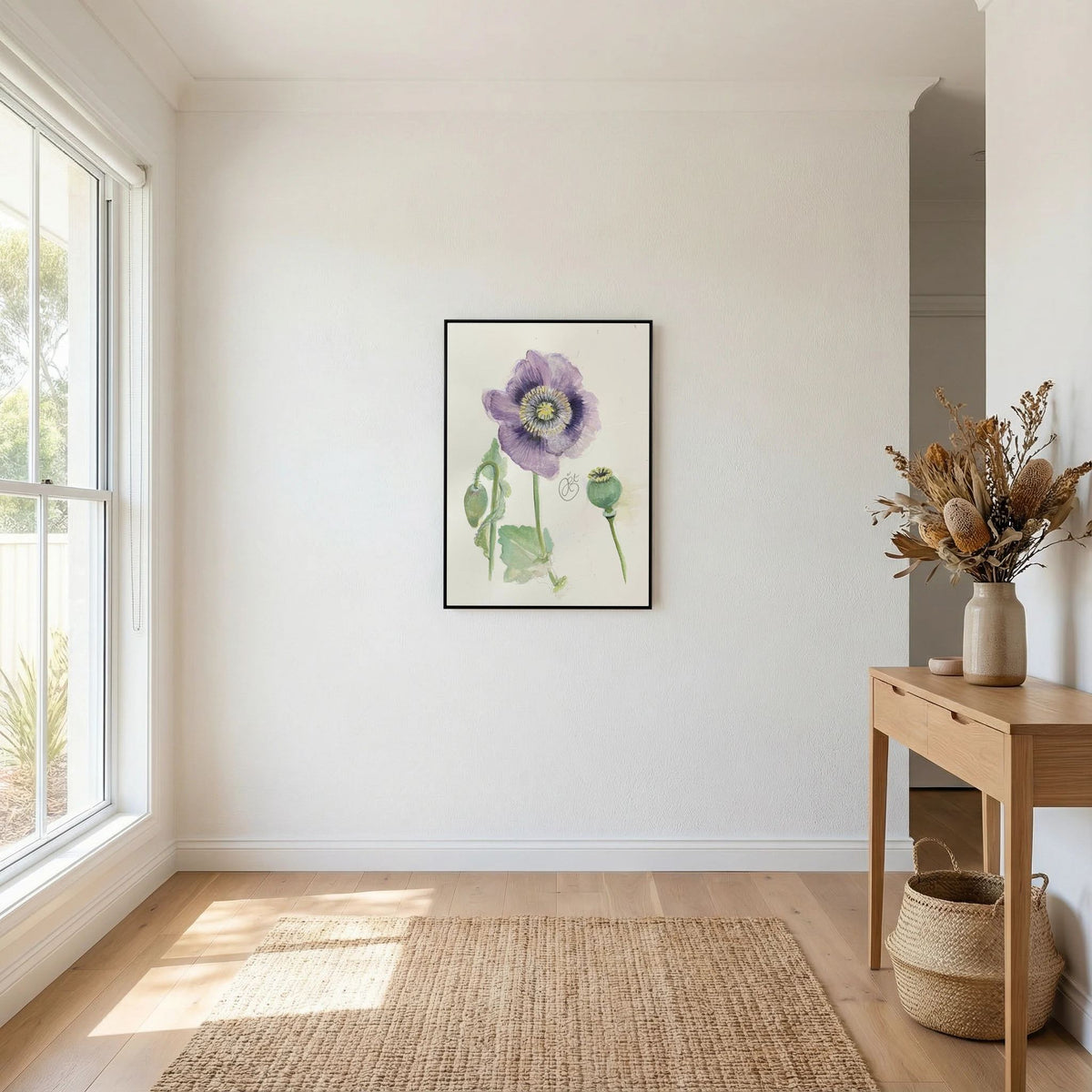 Botanische Papaver on Printed Art Canvas 