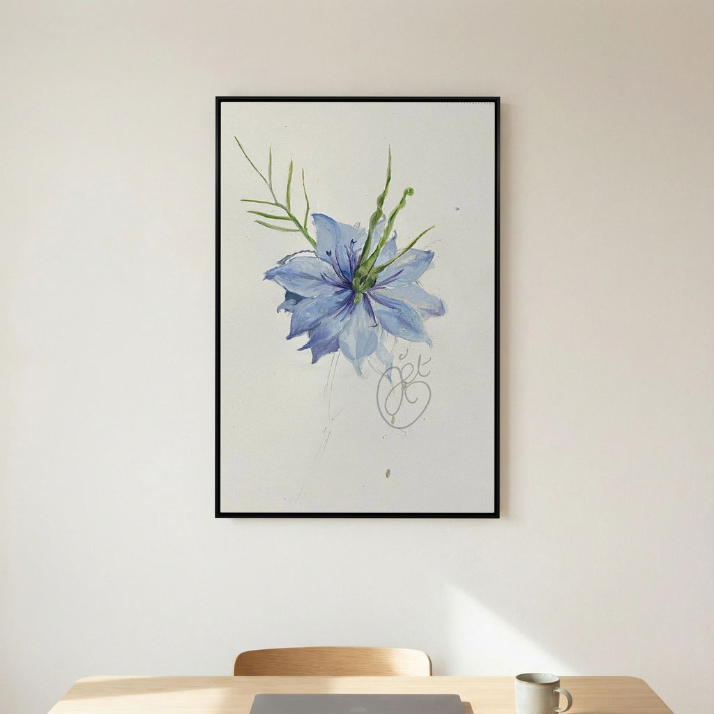 Flower Love- in-a-Mist on printed art canvas 