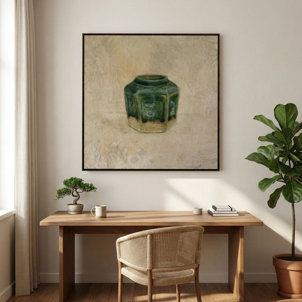 Groen mosterd potje