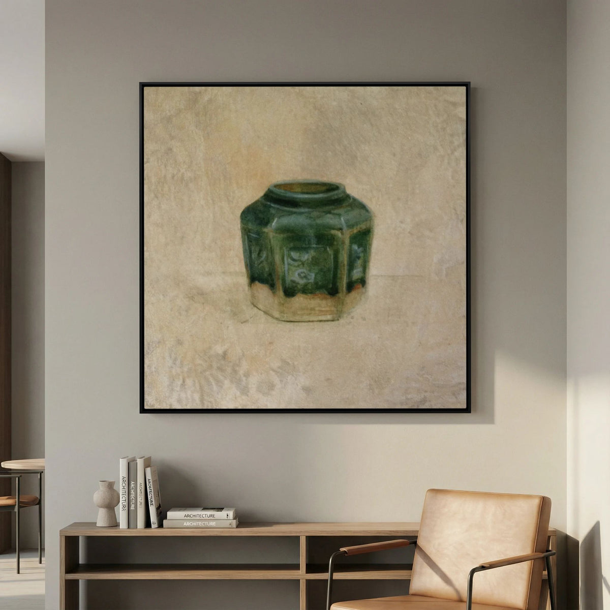 Groen mosterd potje