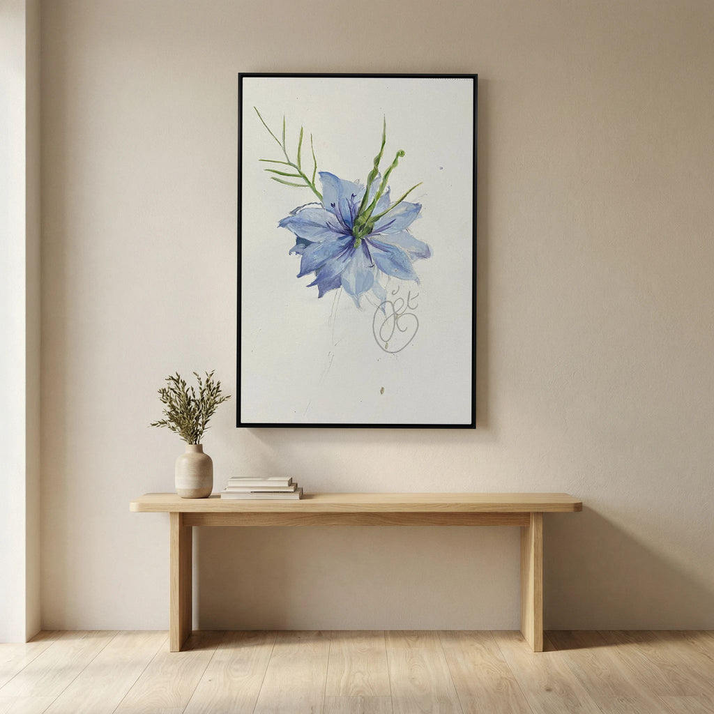 Flower Love- in-a-Mist on printed art canvas 