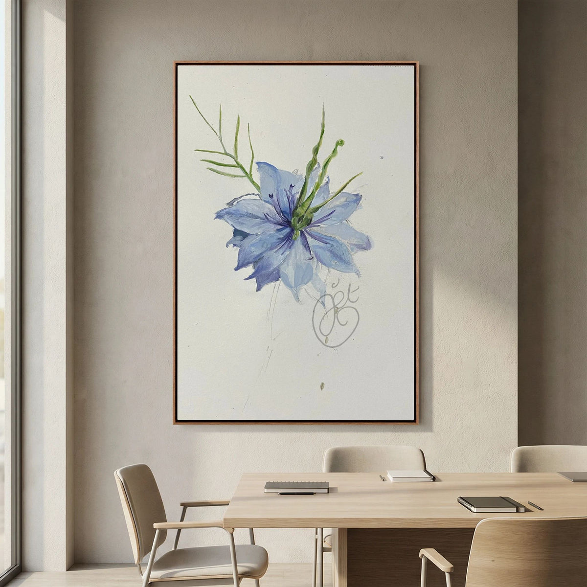 Flower Love- in-a-Mist on printed art canvas 