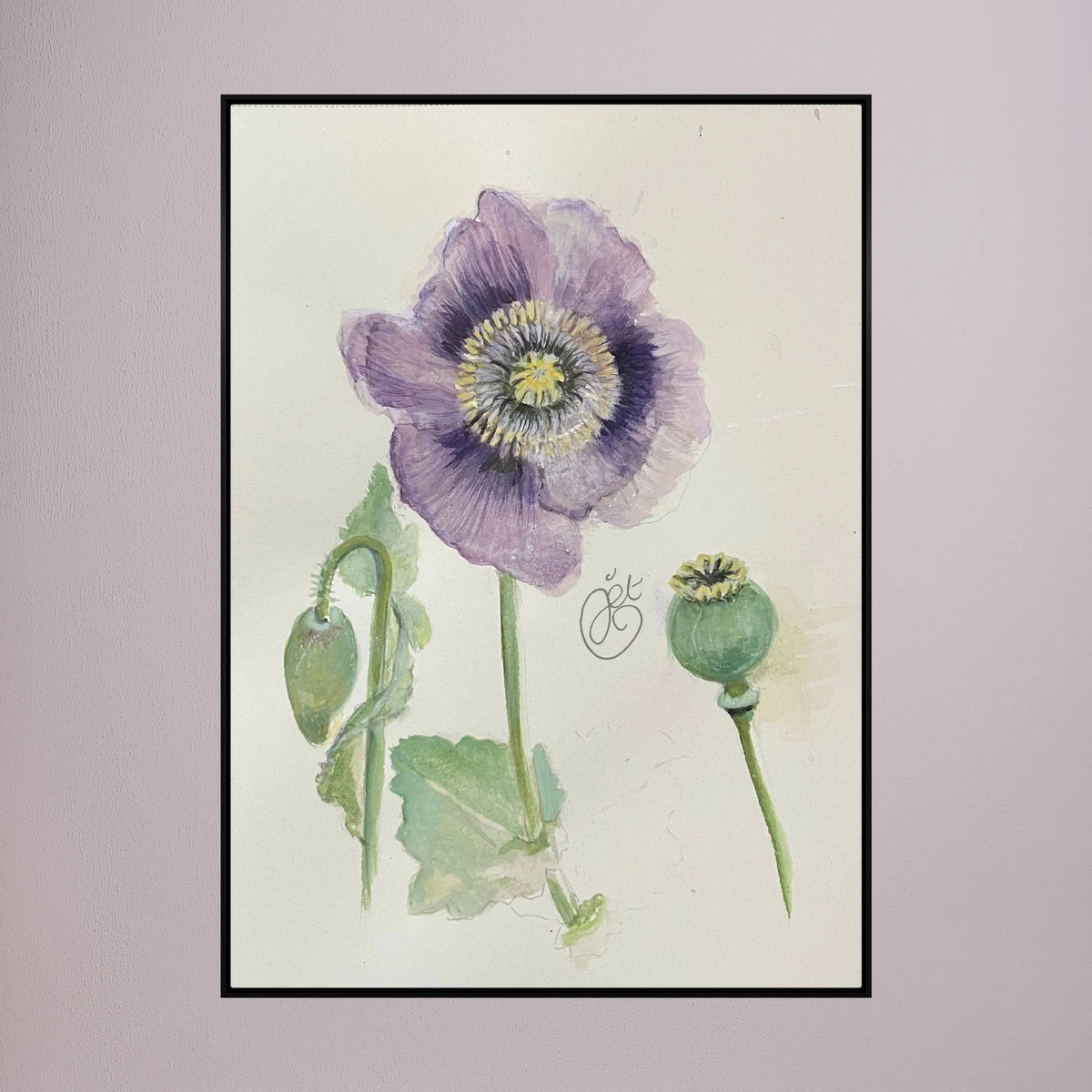 Botanische Papaver on Printed Art Canvas 