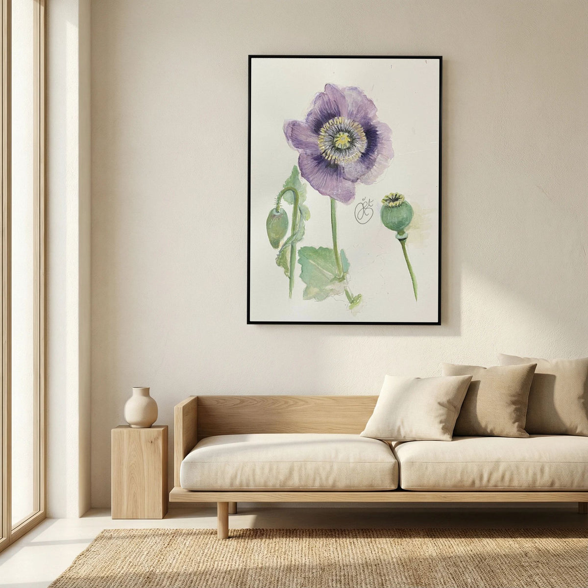 Botanische Papaver on Printed Art Canvas 