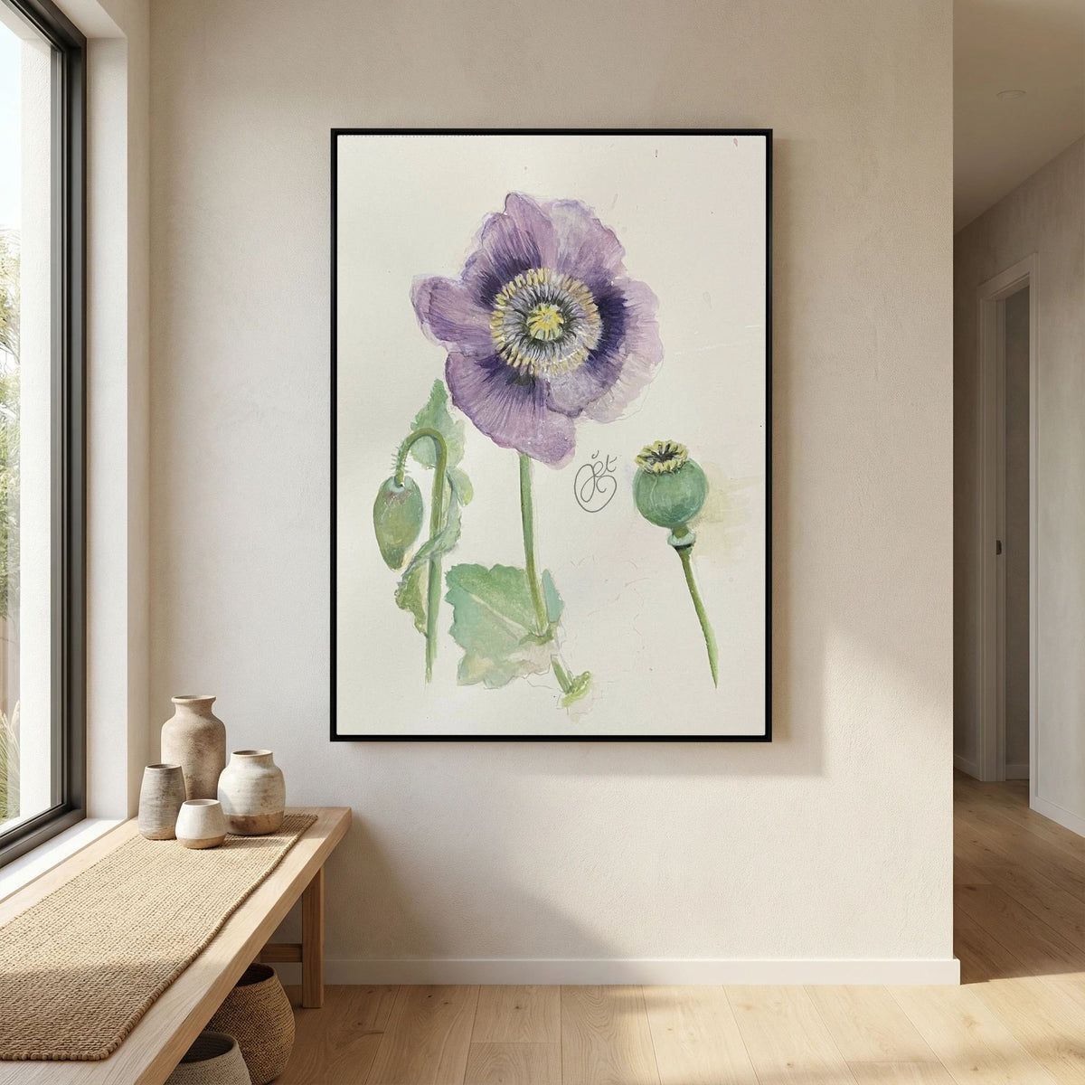 Botanische Papaver on Printed Art Canvas 