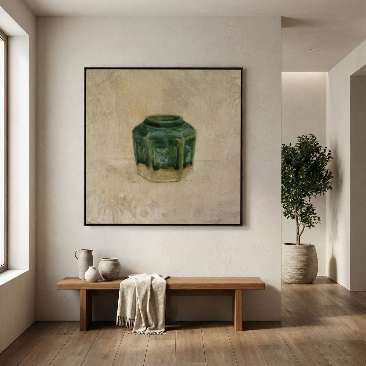 Groen mosterd potje