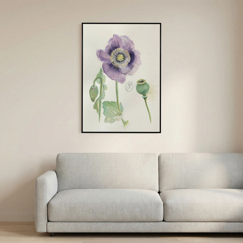Botanische Papaver on Printed Art Canvas 
