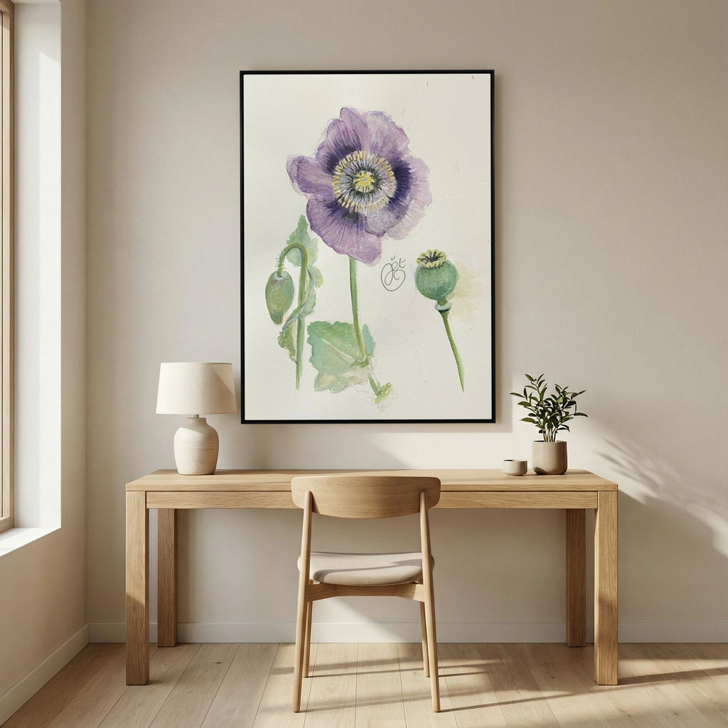 Botanische Papaver on Printed Art Canvas 