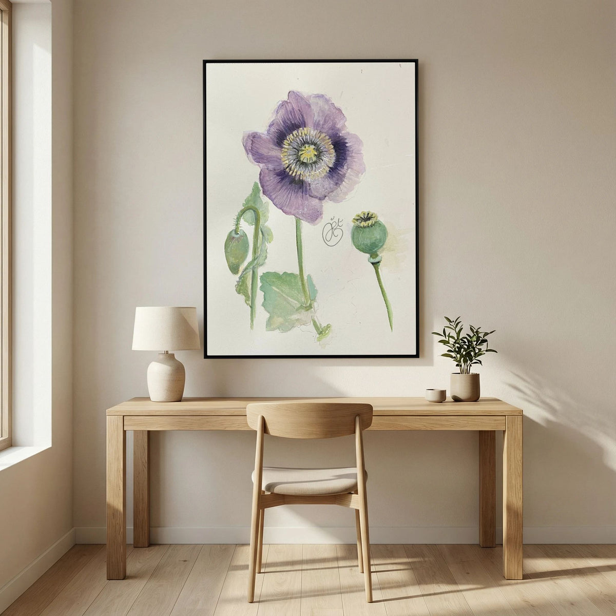 Botanische Papaver on Printed Art Canvas 