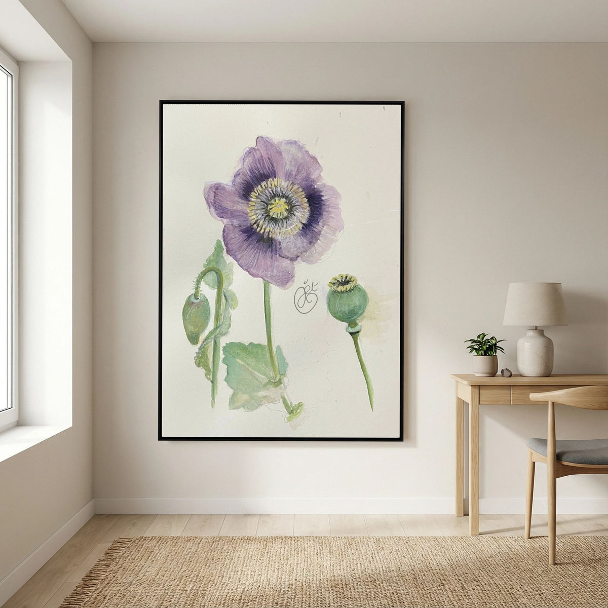 Botanische Papaver on Printed Art Canvas 