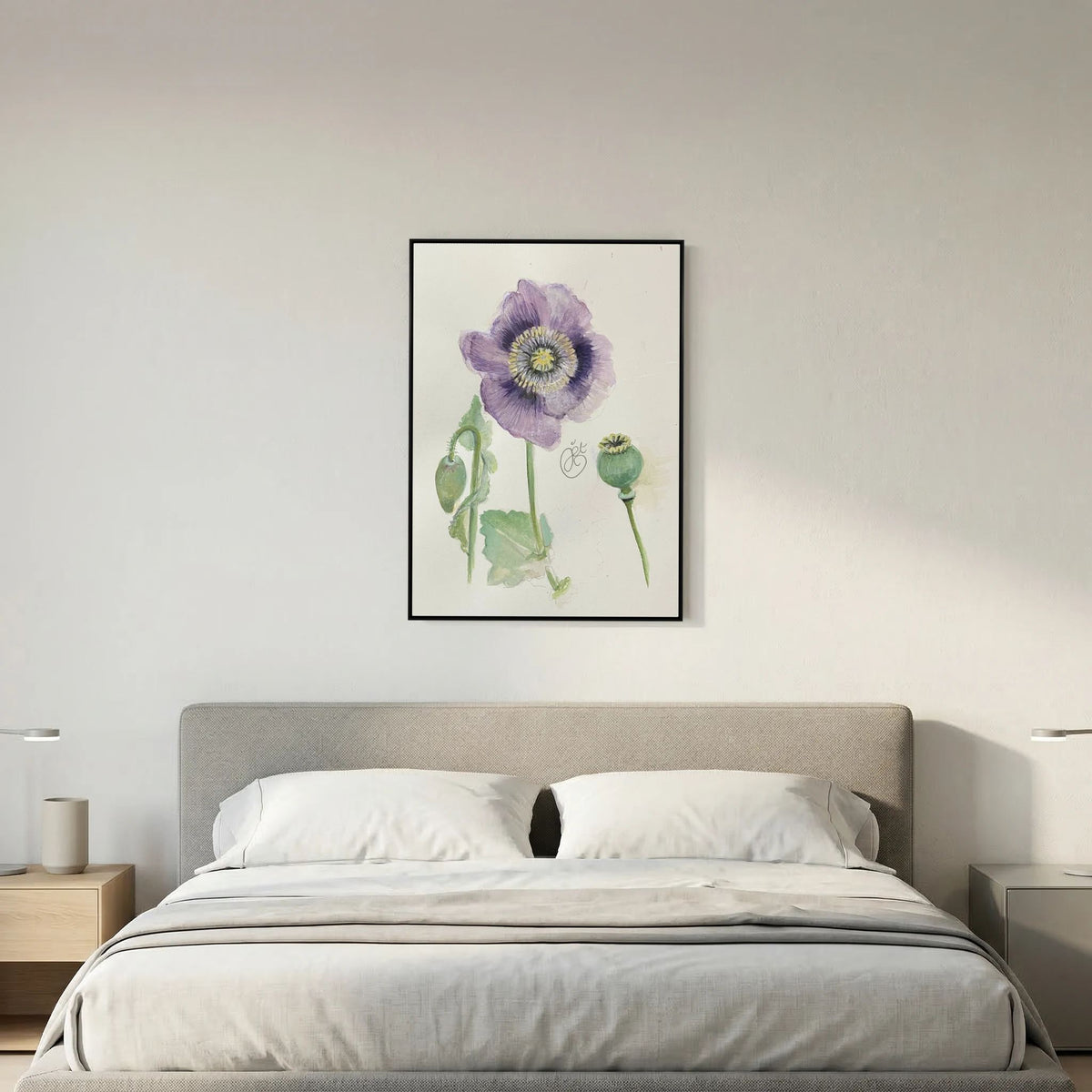Botanische Papaver on Printed Art Canvas 