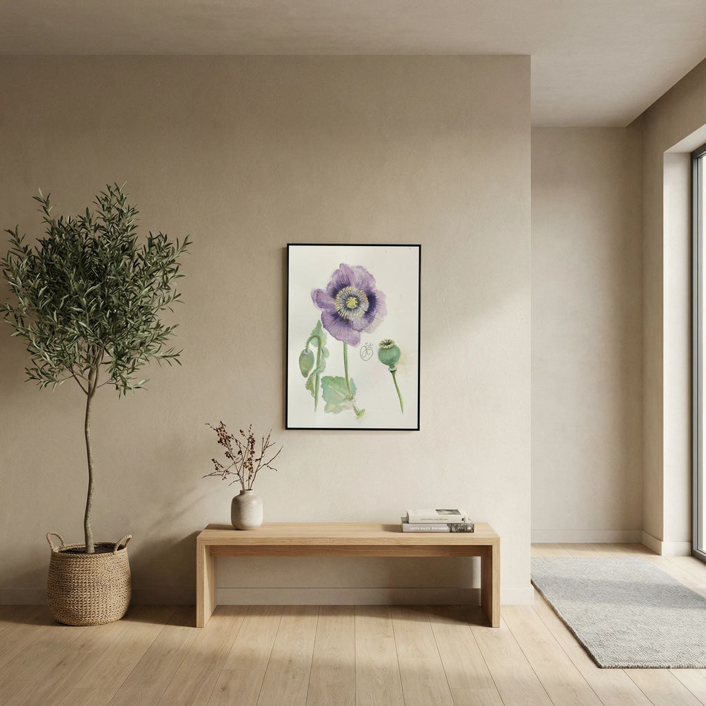 Botanische Papaver on Printed Art Canvas 