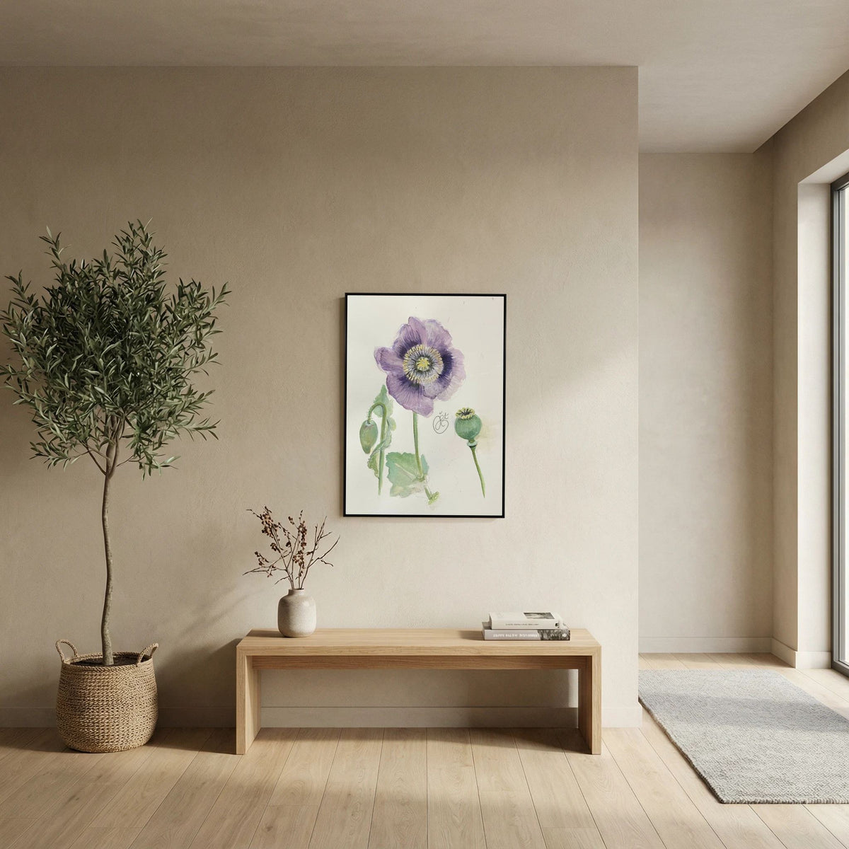 Botanische Papaver on Printed Art Canvas 