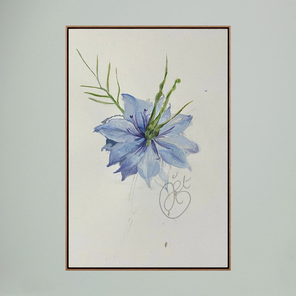 Flower Love- in-a-Mist on printed art canvas 